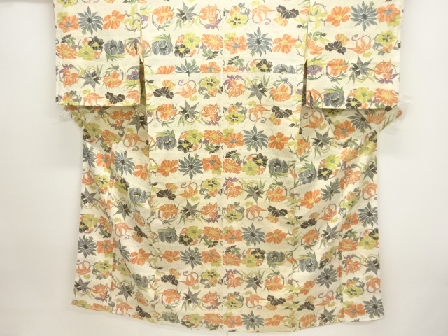 JAPANESE KIMONO / ANTIQUE KIMONO / SILK / KINSHA / FLOWER